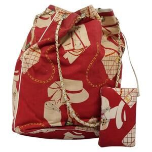 Chanel Canvas Chain Shoulder Bag Red
